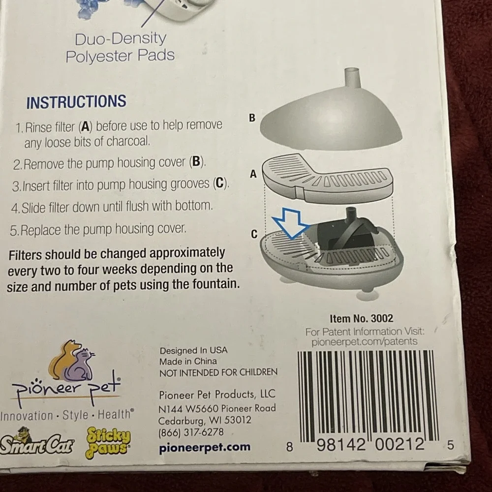 NIB NEW Pioneer Pet 3002 Pet Fountain Replacement‎ Filter - 3 Pack DOGS & CATS